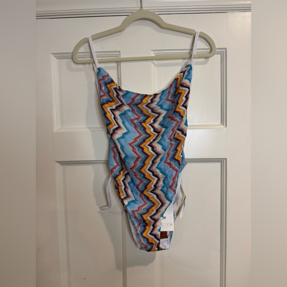Missoni Zigzag One-Piece Swimsuit in Blue, Yellow, Pink, White